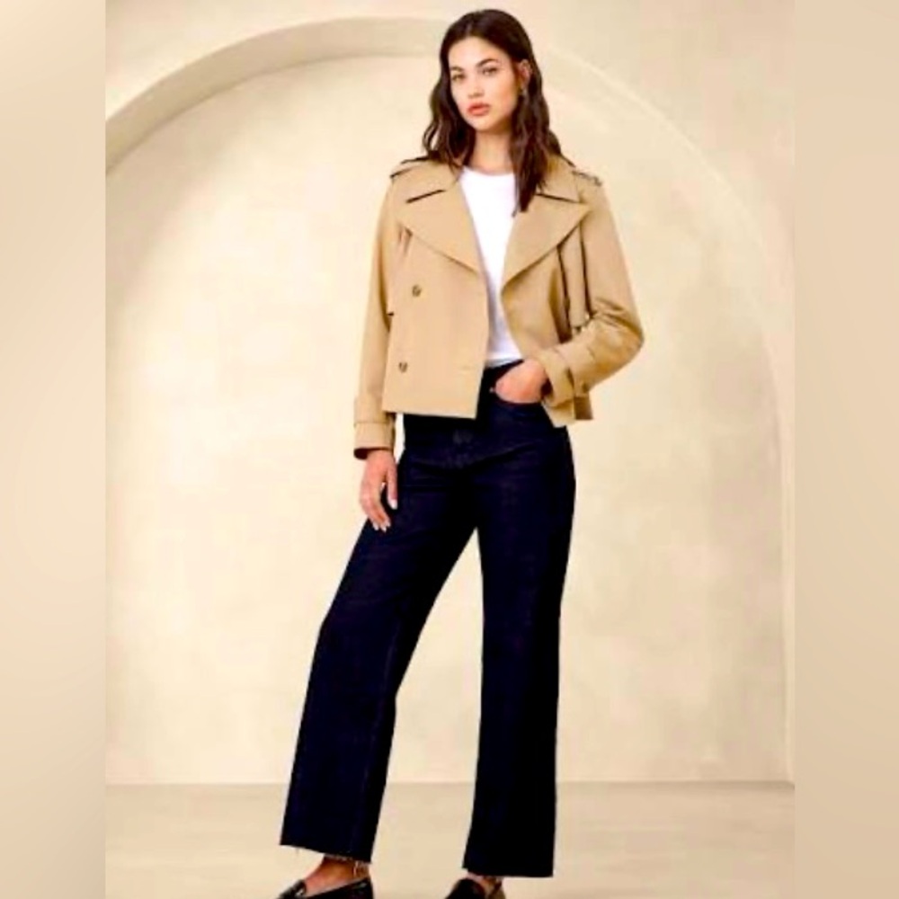 Cropped Tan Trench